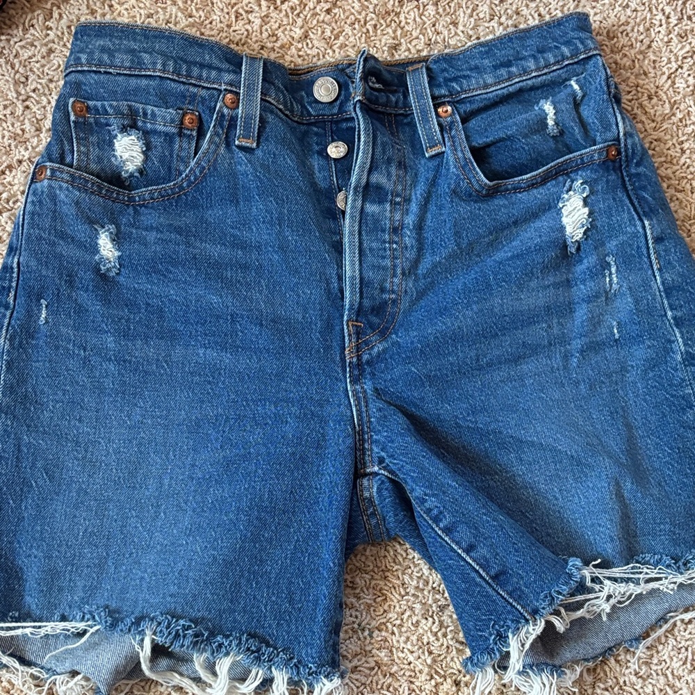 Levi's Blue Distressed Jean Shorts